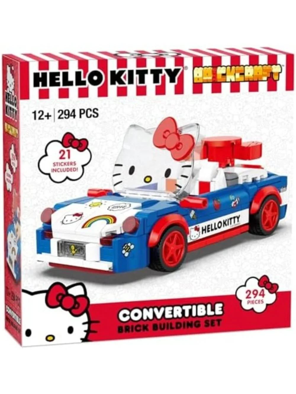 Hello Kitty Convertible Car Building Set - 294-Piece Colorful Brick Kit with